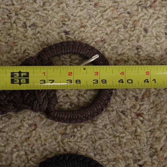 Lot of 2 Boho‎ Y2K Braided Woven Belts Womens Brown Black Circle Buckle Western - Picture 5 of 7